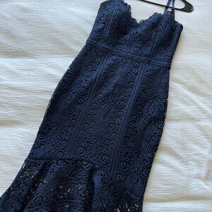 Guess | Navy Blue Lace Midi Dress Size 4